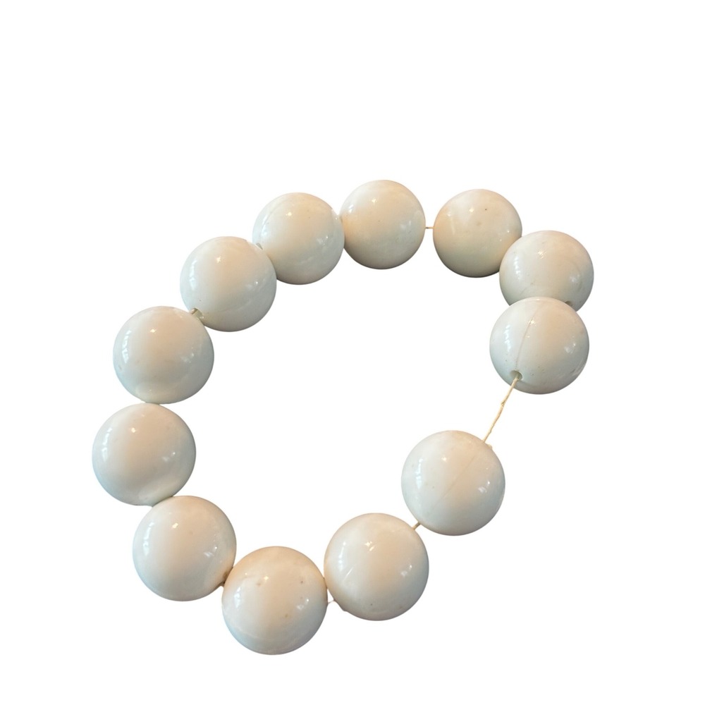Chunky‎ Bubble Bead Bracelet White 60s Mod Retro Statement Stretch